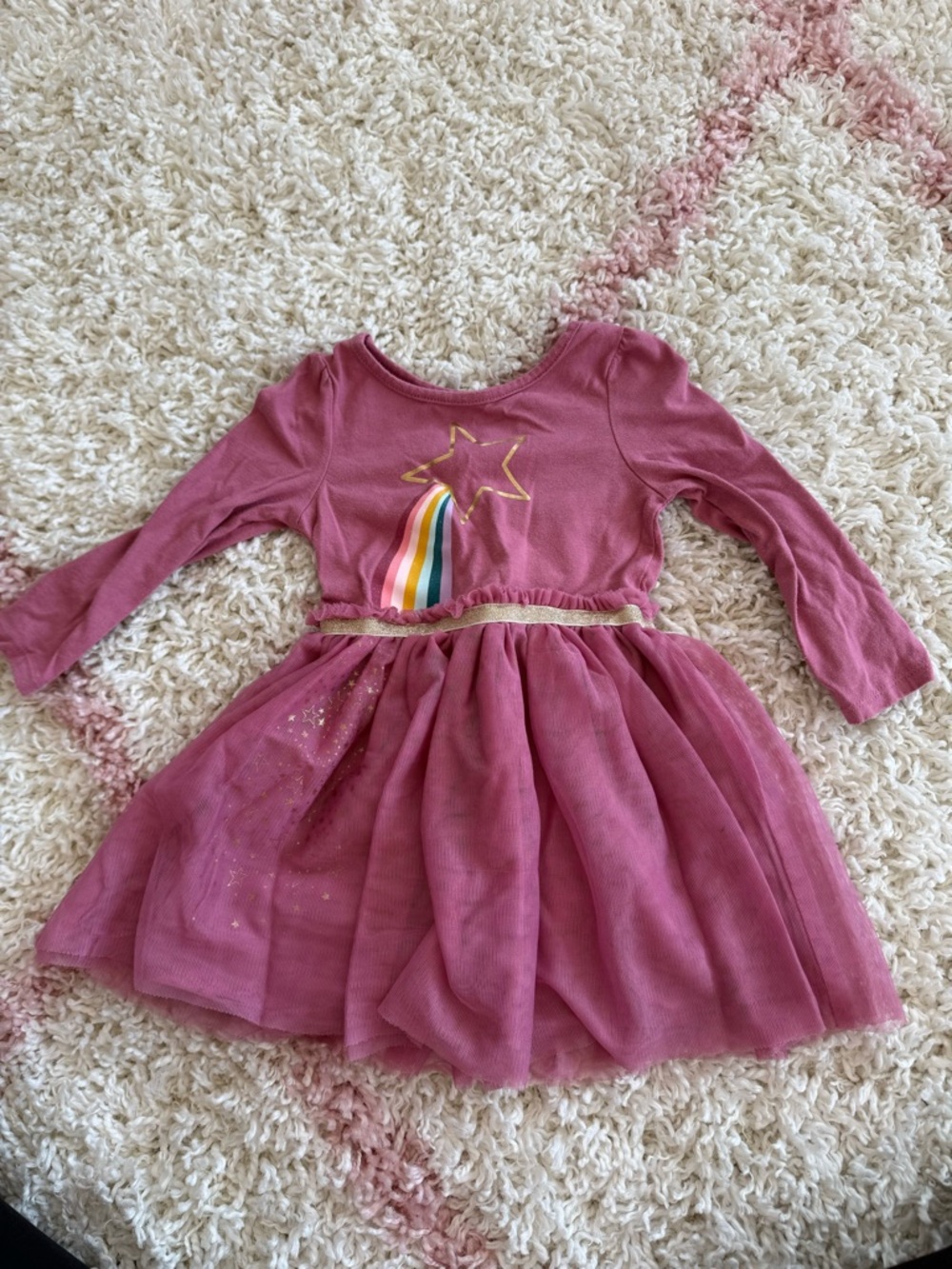 Girls Cat & Jack Mauve-Pink Star Tee with Gold Accent 3T